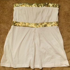 Sequined strapless top